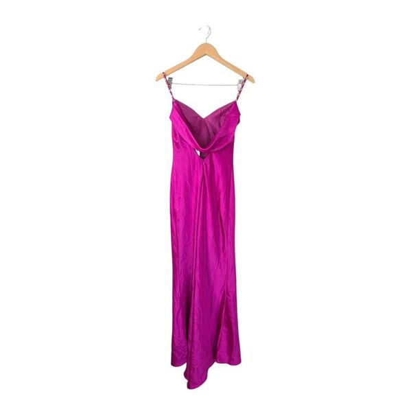 Aqua Formal Satin Cowl Open Back Gown Size 0 Magenta NEW - Picture 3 of 6